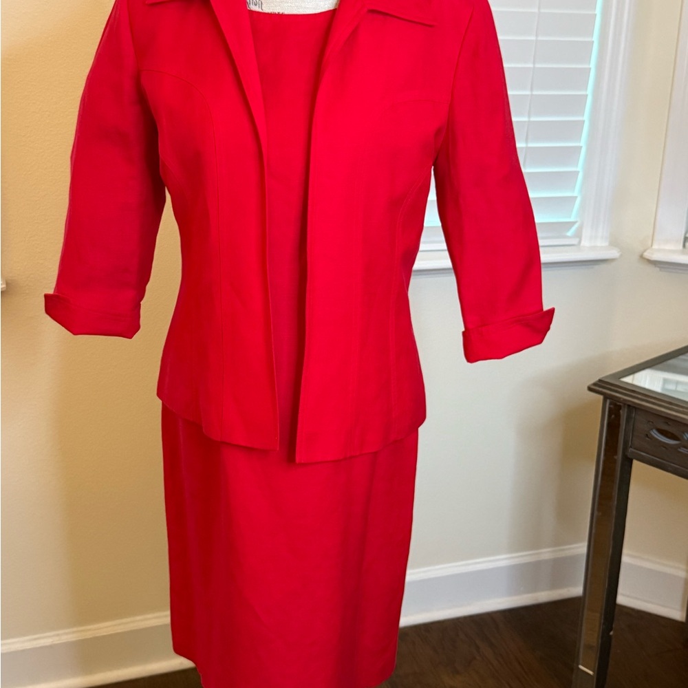 Jessica Howard Vibrant Red Dress and Jacket Set